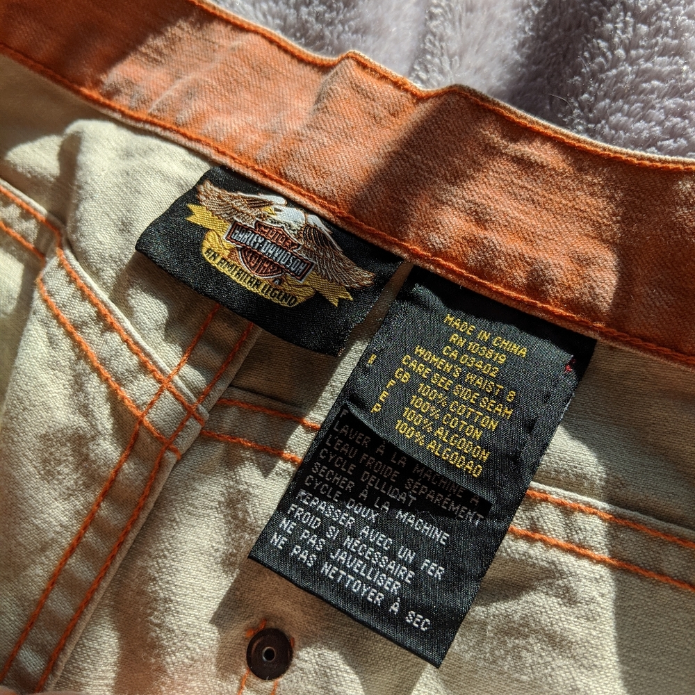 Orange denim Harley Davidson jeans - Picture 5 of 8